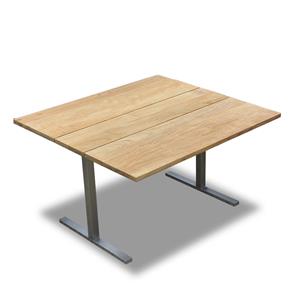 Planka Dining Lounge Tisch 120 x 120 x 69 cm Teak Grade A gebürstet mit Edelstahlgestell