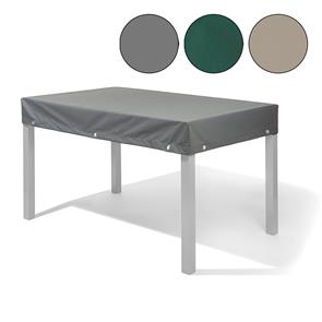 Abdeckung für Tischplatte 180x100 mit 15cm Abhang mit Saum und Ösen, Ösen ca. 10 cm neben der Ecke