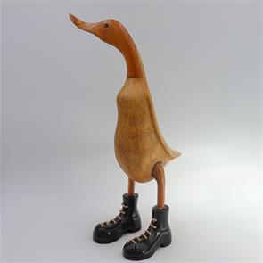 Ente »Charlotte« - gross olivgrün aufrecht mit schwarzen Schuhen