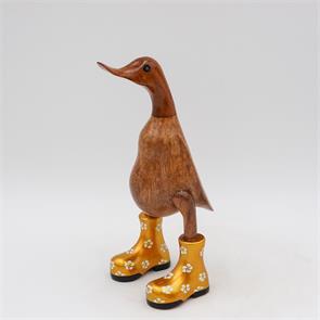 Ente »Bärbel«  klein braun aufrecht goldfarben mit Blümchen