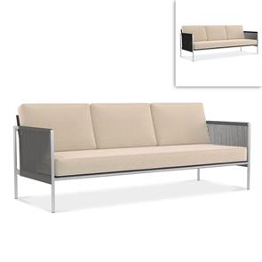 Snix Sofa 3 Sitzer  211x78,5x74,5cm -  rostfreier Edelstahl, Batyline und Rope-Material
